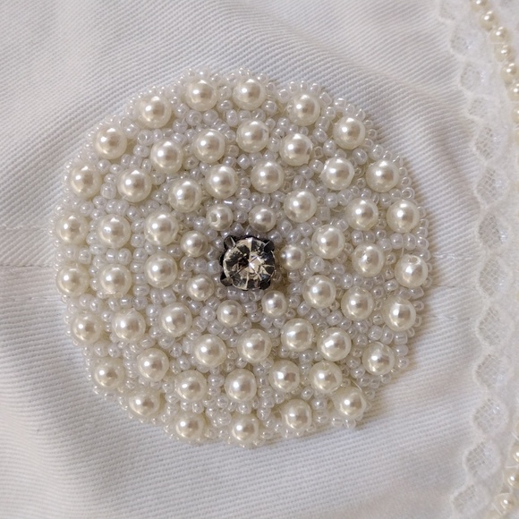 Vintage Embellished Brim Cap Hat Pearls Beads Lace Rhinestone - Picture 6 of 10